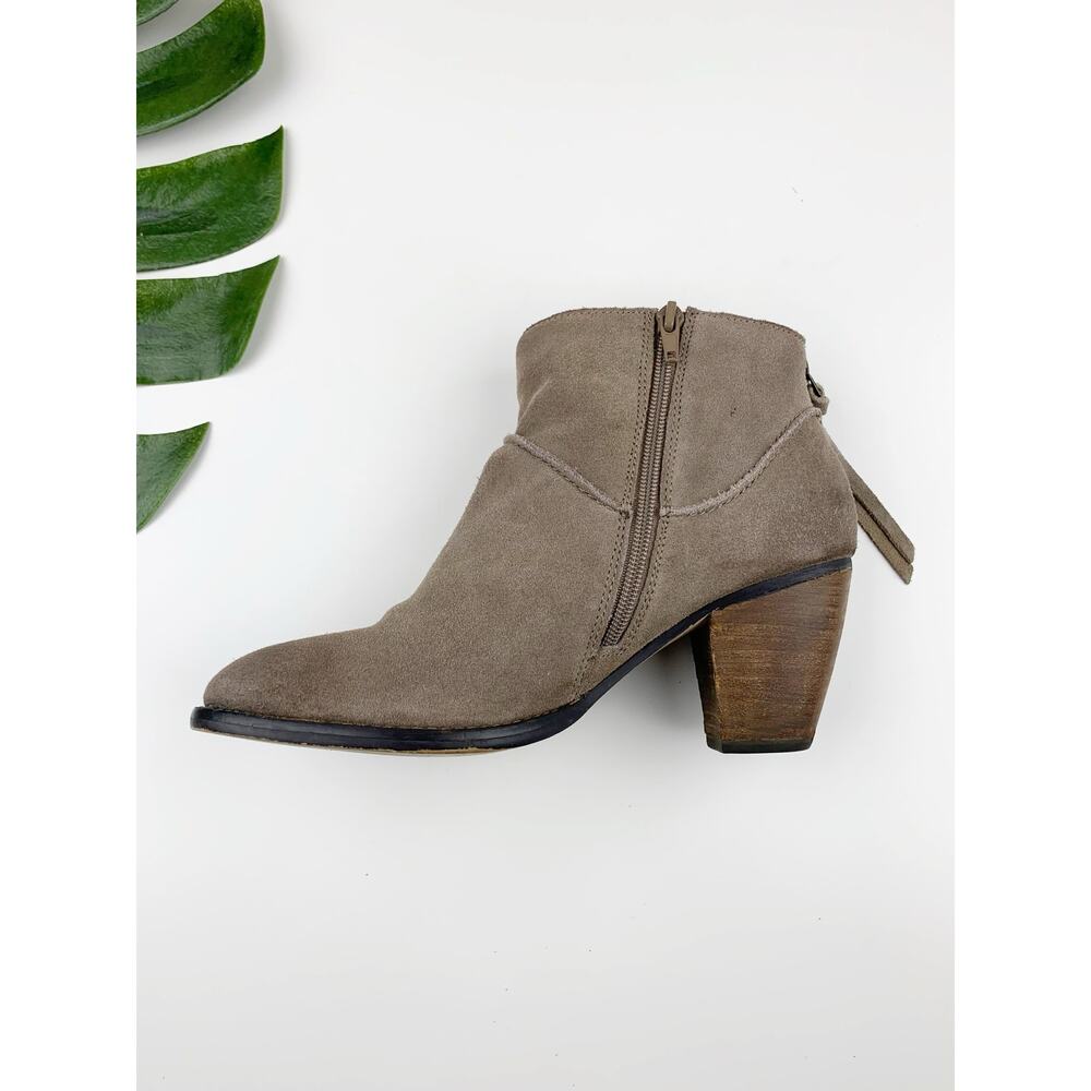 Steve Madden Milaan Ankle Boots Taupe Suede Block Heels Booties Women's 8.5 - Picture 6 of 12